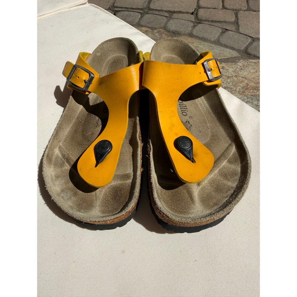 Papillio by Birkenstock Gizeh Yellow Thong Sandals Womens 8 EU 39 Cork Slide